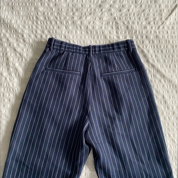 Abercrombie Tailored Relaxed Straight Pant - Navy Pinstripe - Picture 7 of 8